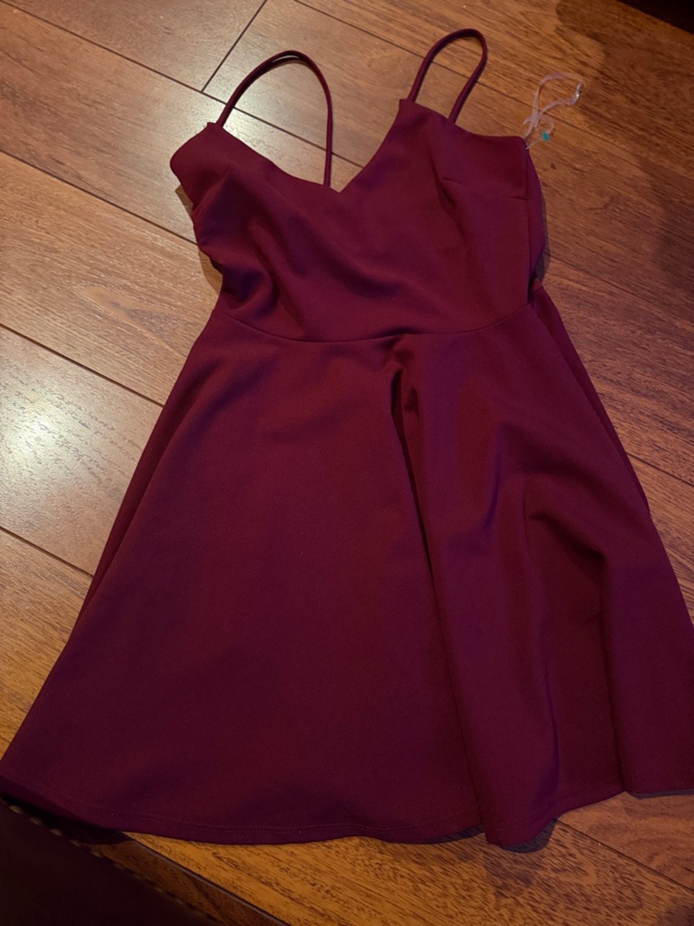 Windsor Burgundy Spaghetti Strap Fit-and-Flare Mini Dress